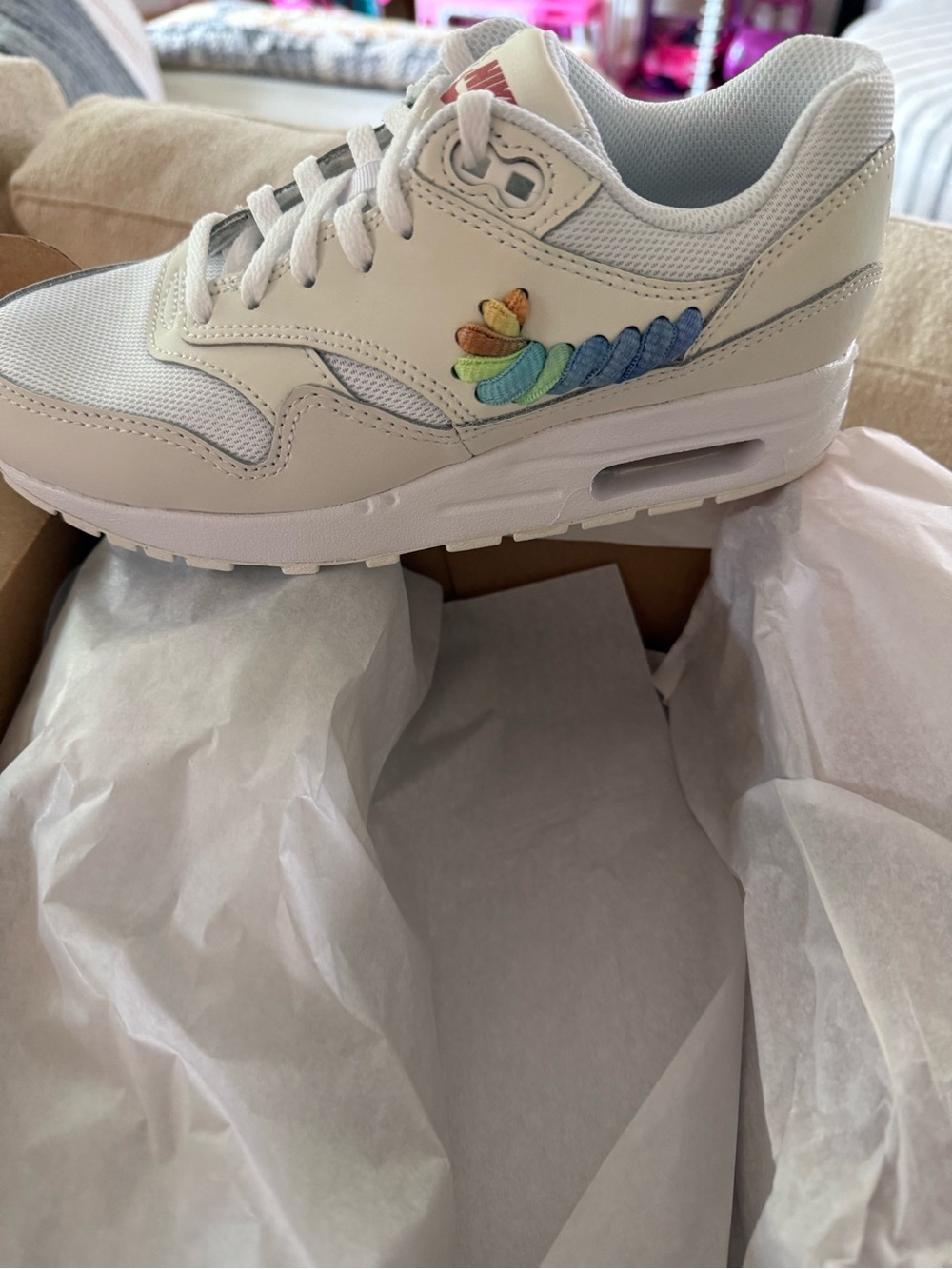 Nike Air Max 1 SE GS 3Y White Multi Color Embroidered FN4782-100 NEW